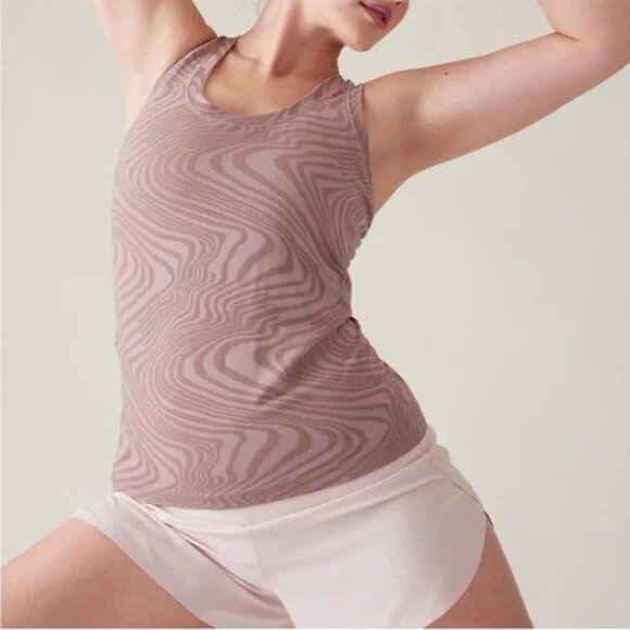 Athleta Momentum Seamless Tank Top Smoked Mauve Marble‎ Racerback Size Small - Picture 1 of 3